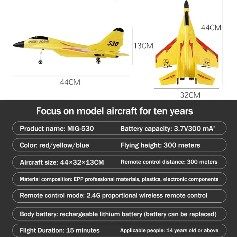 MIG-530 RC Airplane 2.4G Wireless Airplane Remote Control Fighter Glider EPP Foam Drone Anti-drop Plane for Adults Children Toys 5