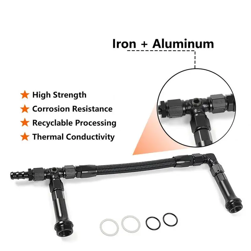 

Dual Oil Feed Li-ne With Pressure Gauge Aluminum Alloy Carburetor Li-ne Kit Dual Inlet Adapter For Automobile Motorcycle Scooter
