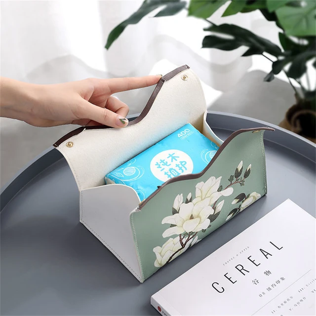 간단한 꽃 PU 티슈 박스 케이스는 멋진 디자인과 다양한 용도로 활용할 수 있는 티슈 케이스입니다.