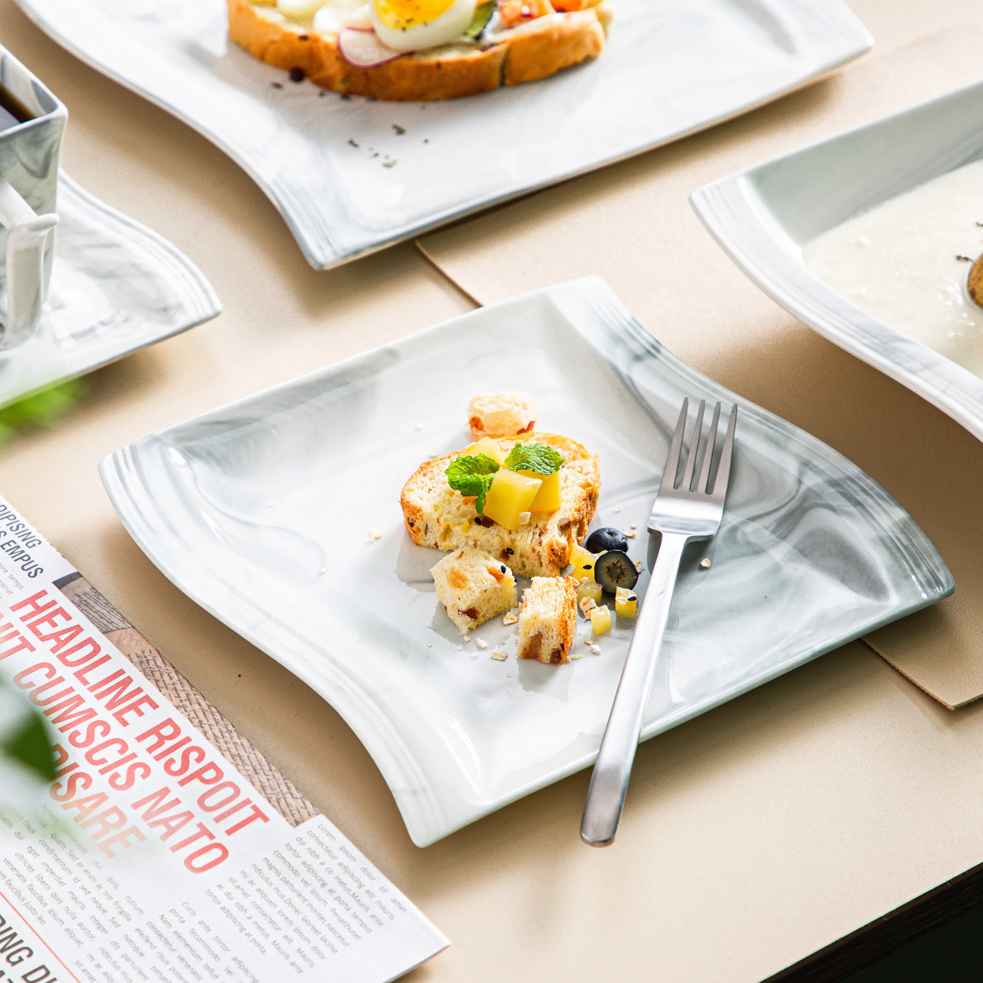 Amazon Bone China Square Dinner Plates Elegant White Square