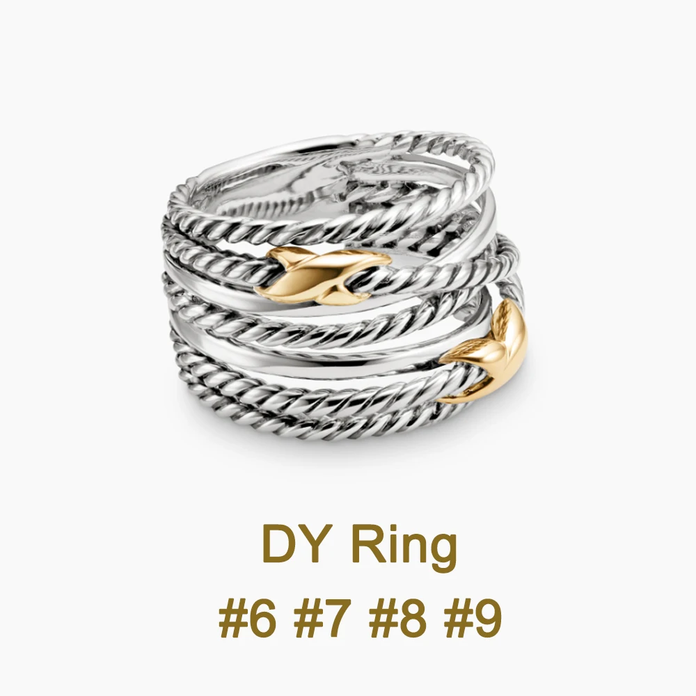 

DY High Quality 1:1 Pure Silver 925 Multi Layer Ring Double X Luxury Women's Gift