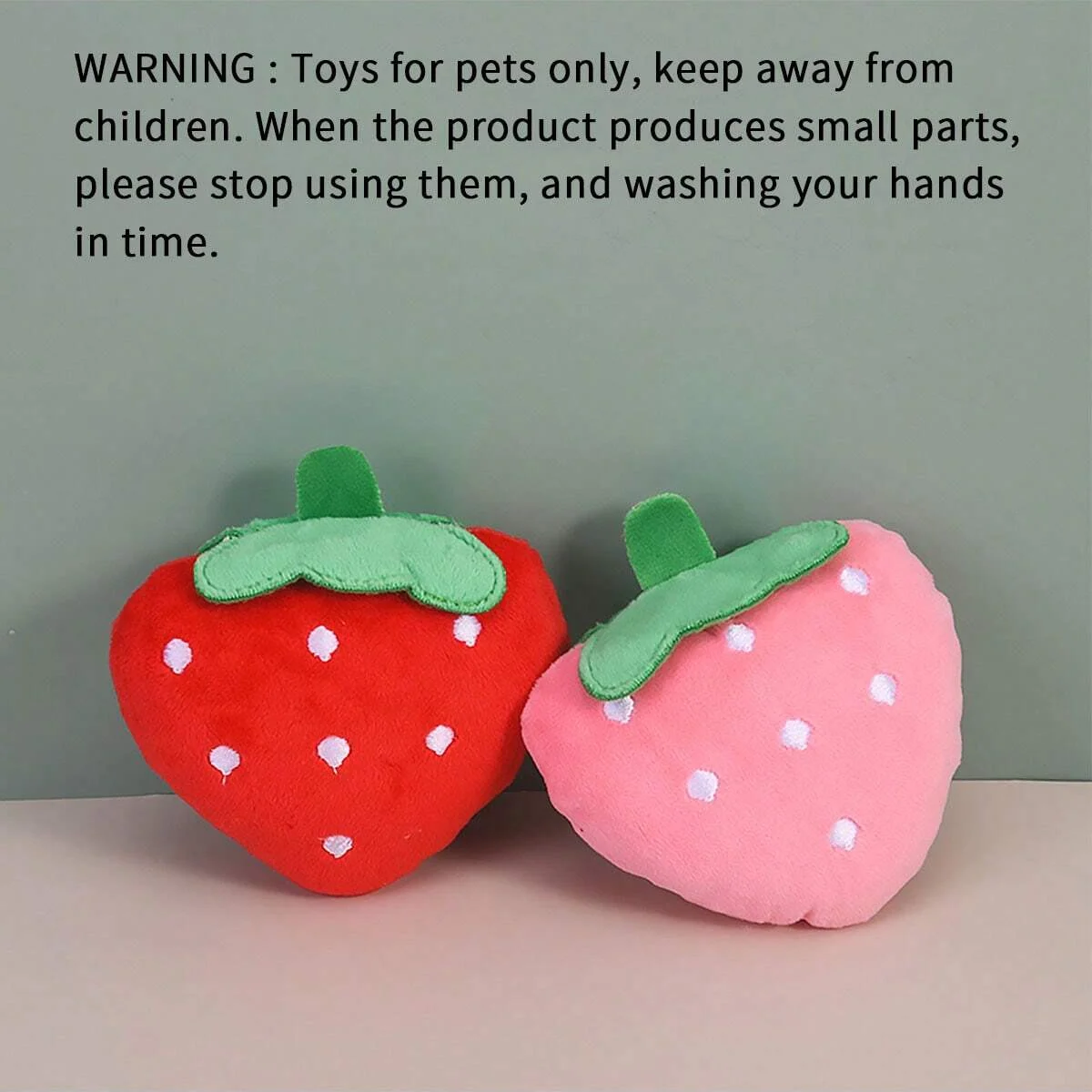 1pc-Cute Strawberry Design Pet Grinding Teeth Squeaky Plush Toy, Chewing Toy For Dog Interactive Supply 6