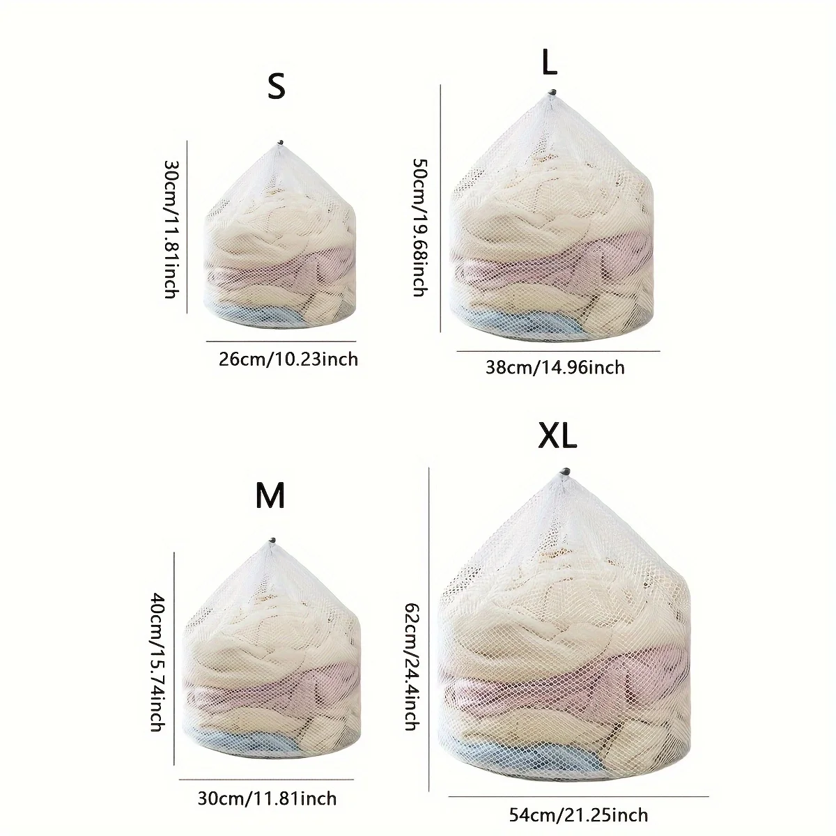 1pc/3pcs Drawstring Laundry Bag Coarse Net Washing Bags Dirty Clothes Organizer Pouch 4Pcs Set Laundry Bag For Washing Machine H 4