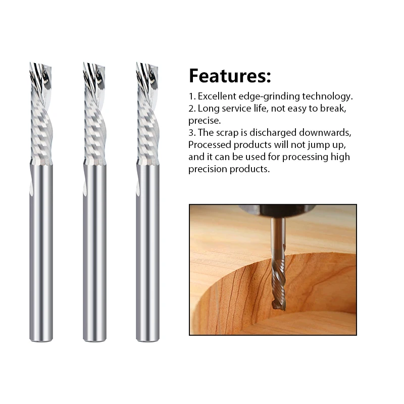 1PCS Fräser Einzelne Flöte CNC Router Bits 6,35mm Schaft Hartmetall-schaftfräser Up Cut Fräser Für holz MDF Gravur Bit – Detail 5