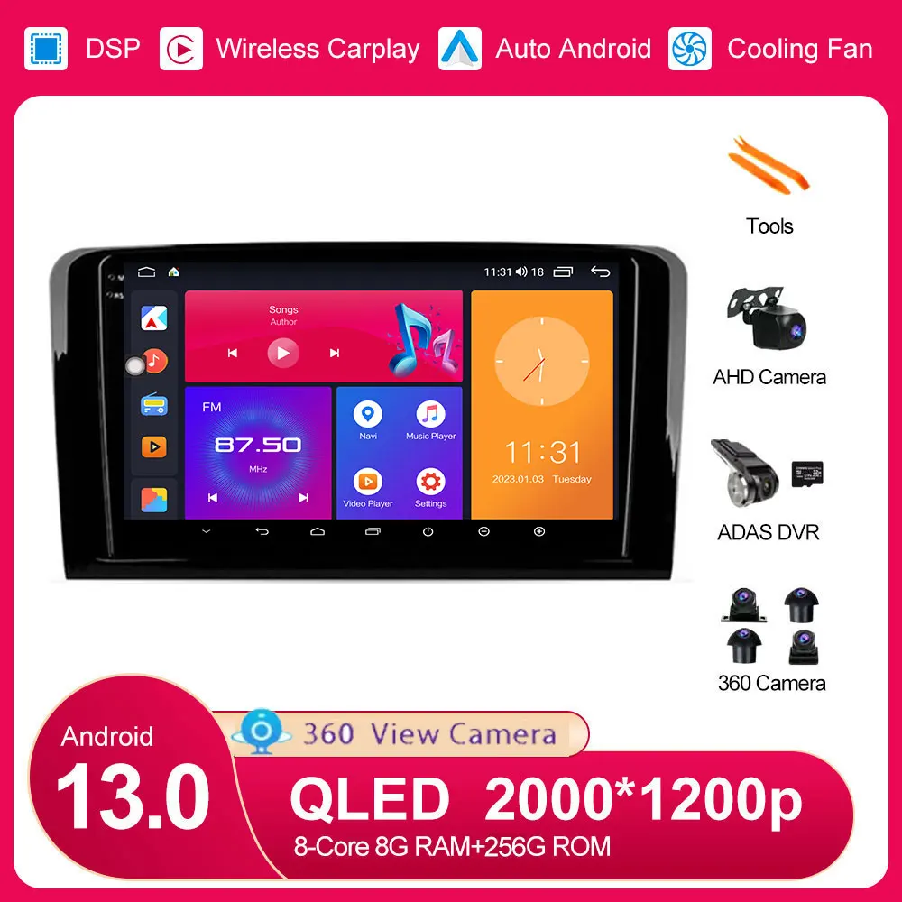 

Android 13 For Mercedes Benz CLASS ML W164 X164 ML350 ML300 GL500 ML320 ML280 GL350 Car Radio Auto GPS No 2 Din 2Din DVD