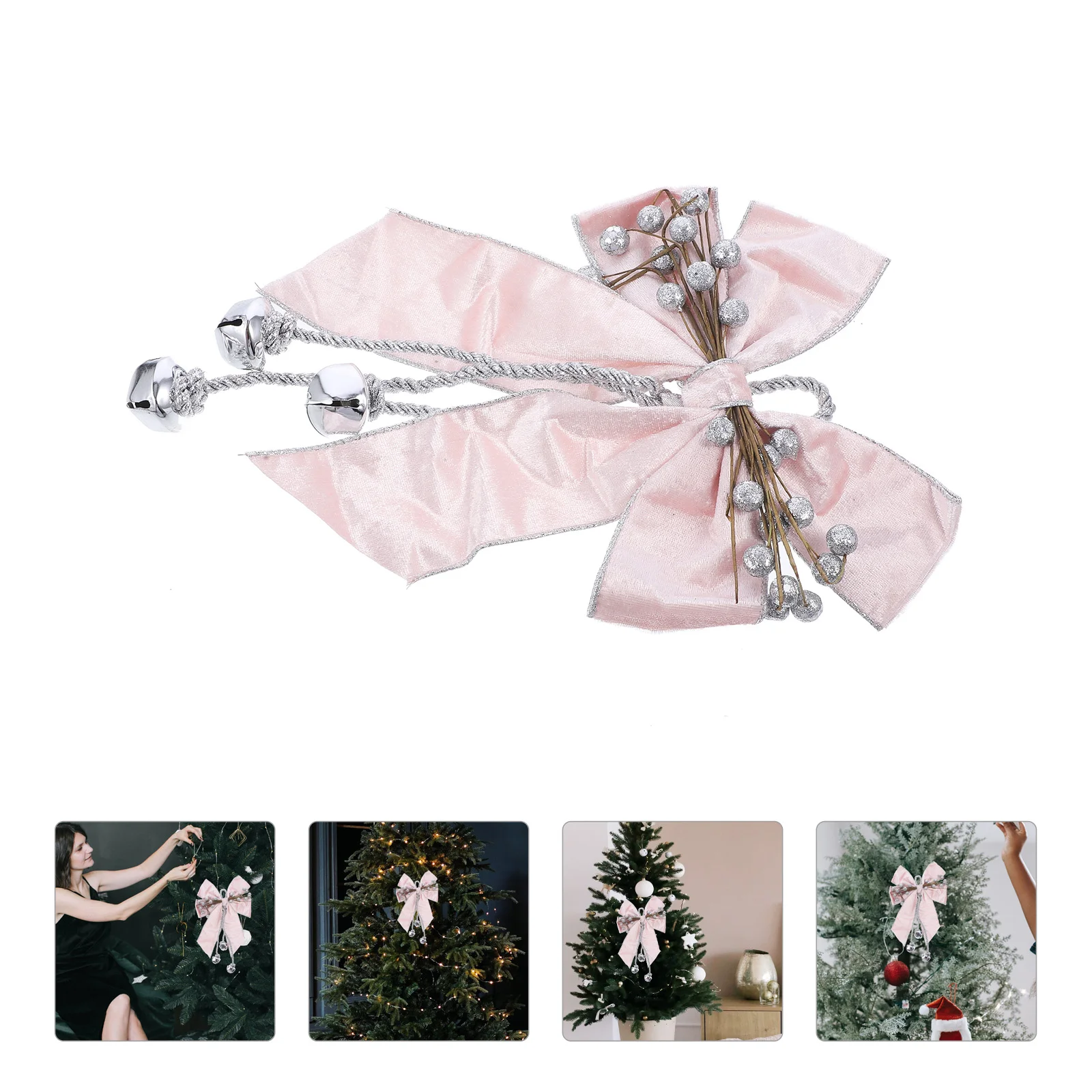 

Christmas Bows Bell Christmas Tree Bows Xmas Bowknot Jingle Bells Ornaments Wreath Gift Bow Christmas Holiday Tree Topper