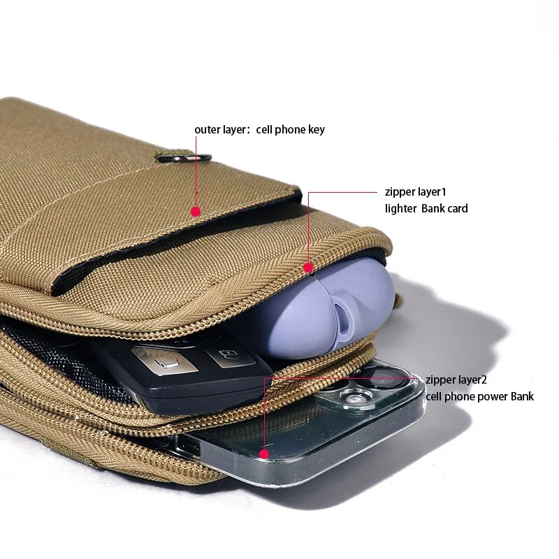 Tactical Waist Bag Double Layer Outdoor Military Men Phone Pouch Camping Hunting