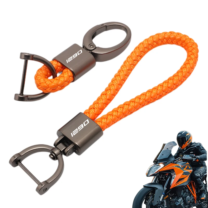 

For KTMR2R 1290 Super Duke Adventure 1290-ADV Custom Braided Rope Keychain Motorcycle Accessory Alloy Keyring