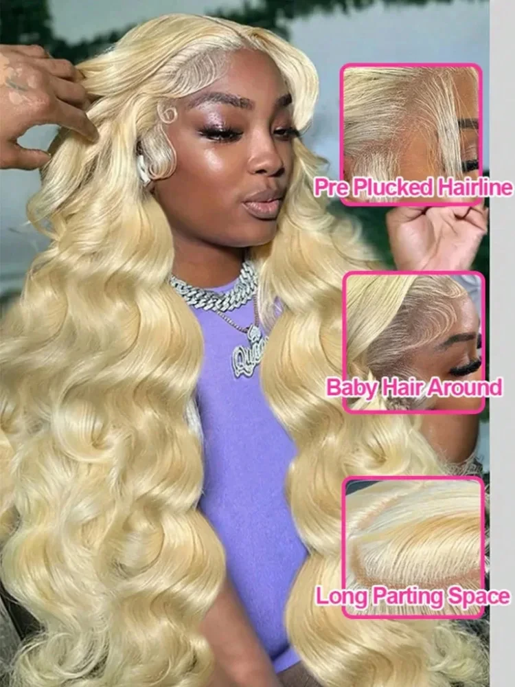 Perruque Lace Front 13×4 en cheveux humains, 34 36 pouces, 613 Honey Body Wave, Perruque blonde Water Wave vietnamienne en cheveux humains, Perruques Lace Frontal 13×6 HD transparentes blondes 613, pré-épilées