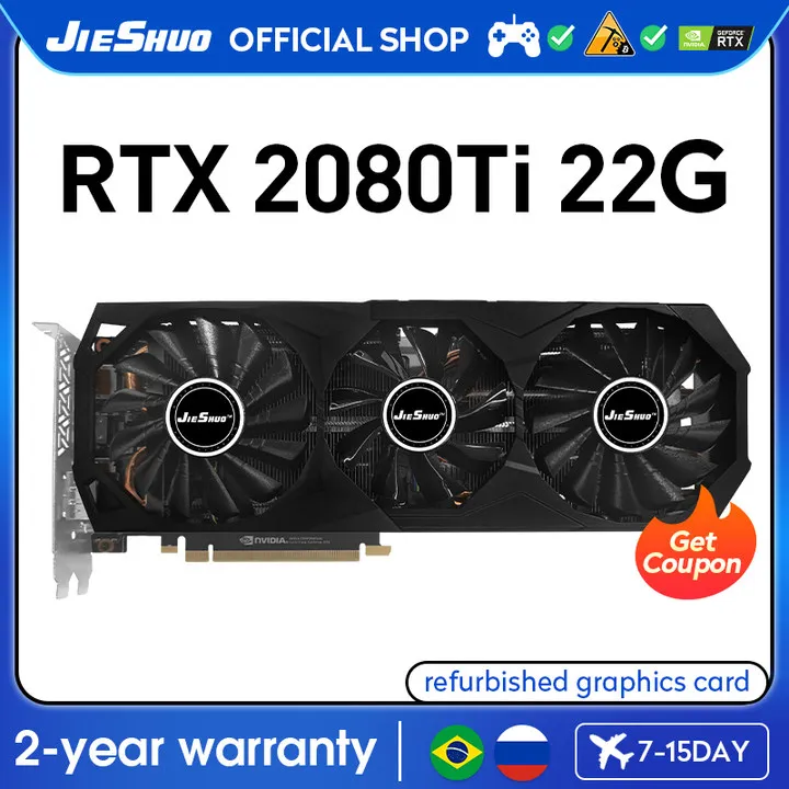 

JIESHUO NVIDIA RTX 2080TI 22GB 4352 video graphics card 352bit GDDR6 GPU rtx2080ti 22g Supports desktop games Office 2080ti rtx