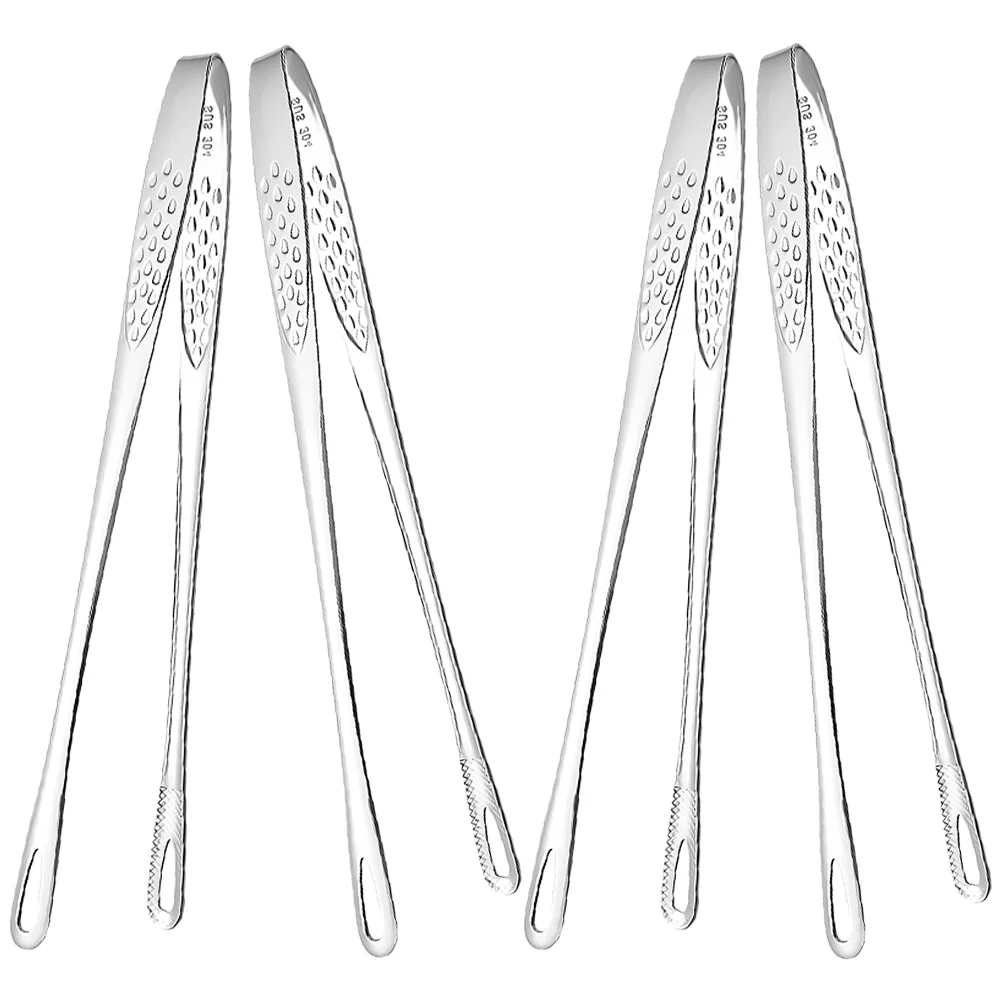 

4 Pcs Steak Serving Tong Kitchen Tongs BBQ Grilling 304 Stainless Steel Barbecue
