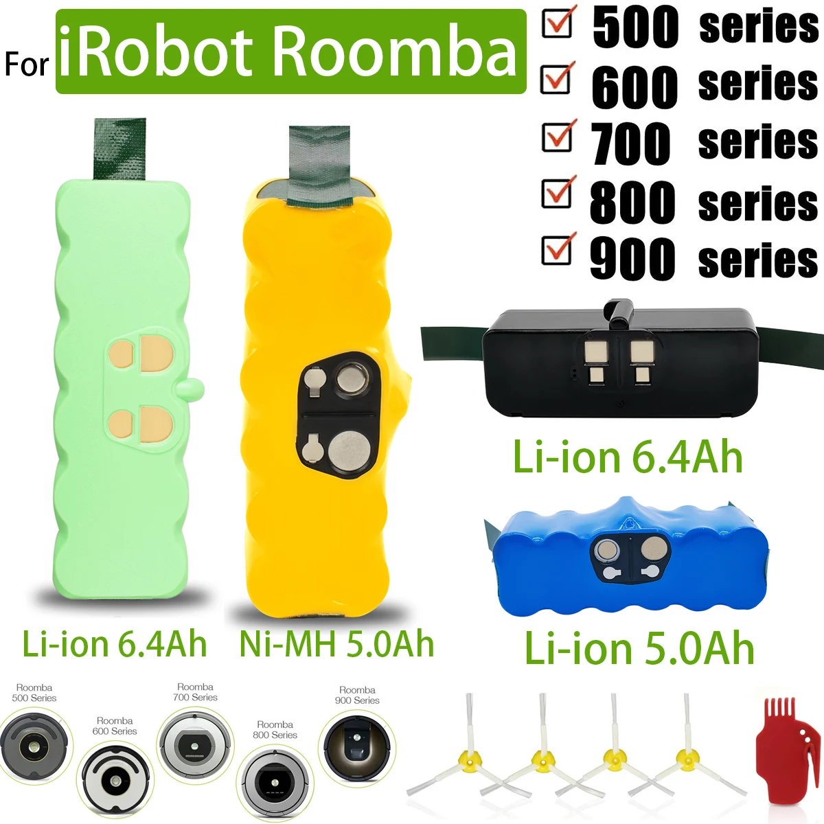 Per Irobot Roomba 500 14.4V Batteria Roomba 600 700 800 900 Serie Aspirapolvere Per Irobot Roomba 620 650 770 780 Batteria Ni-Mh