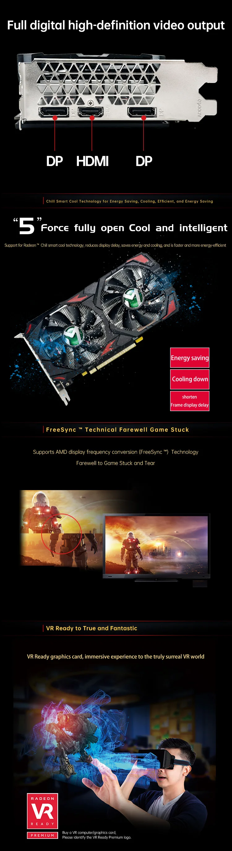 MAXSUN AMD RX 580 8GB 2048SP 8Pin Placa De Video Gaming Graphics Card GDDR5 256Bit Radeon GPU desktop computer components 4 S8fdaa7df71a14e64b42849bc23907b6cg