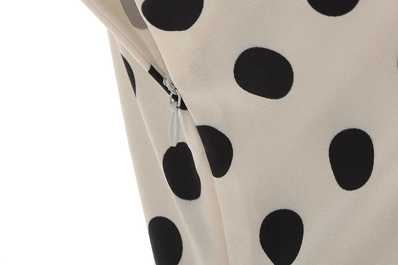Elegantes Vintage 1950er Jahre Damen Sommerkleid Polka Dot Print Umlegekragen Party Sommerkleid mit Gürtel – Detail 17