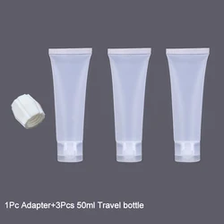 Compact Leak - Proof Travel Toiletry Bottle Set - Includes Adapters and Refillable Containers (15/30/50ml) - Plastic (50ml Set)