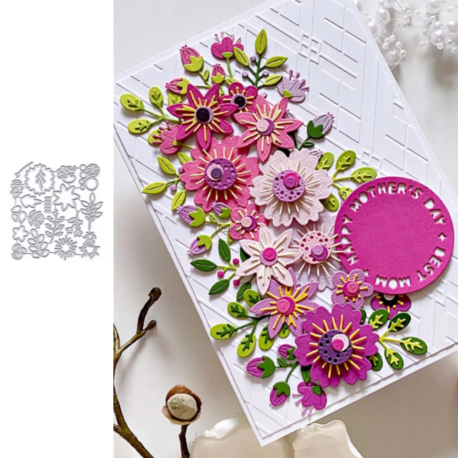 Description Picture 3 of itemDzIxY Mother's Day Card Metal Cutting Dies for Card Making Paper Embossing Die Cuts Sets Album Crafts 2023 Templates Stencils