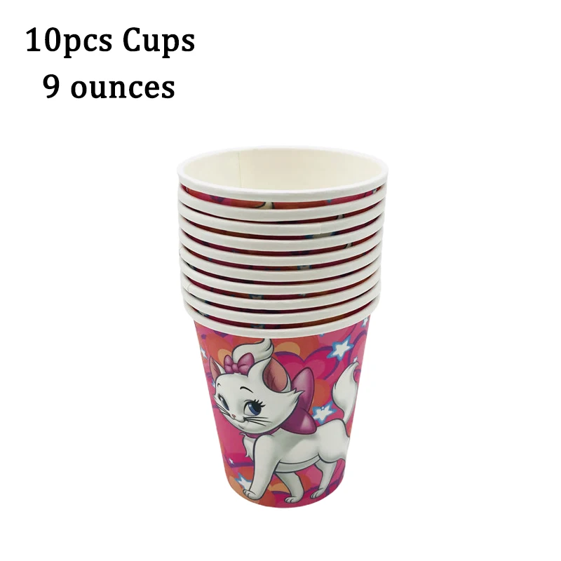 Birthday Tableware Set Birthday Party Supplies Party Supplies Disposable Tablecloth Disney Marie Cat Birthday Decoration 20/10pepole Cat Disposable Tableware Plate Tablecloth Baby Shower Kids Girls Party Supplies