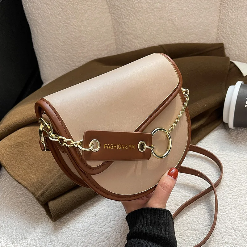 

Saddle Bag Female Leather Design Luxury Crossbody Shoulder Fashion Messenger Underarm Side for Women