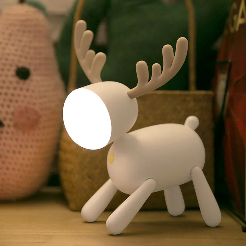 3W Creative Moose Night Light Holiday Gift Fawn Table Lamp Bedside USB Dimmable