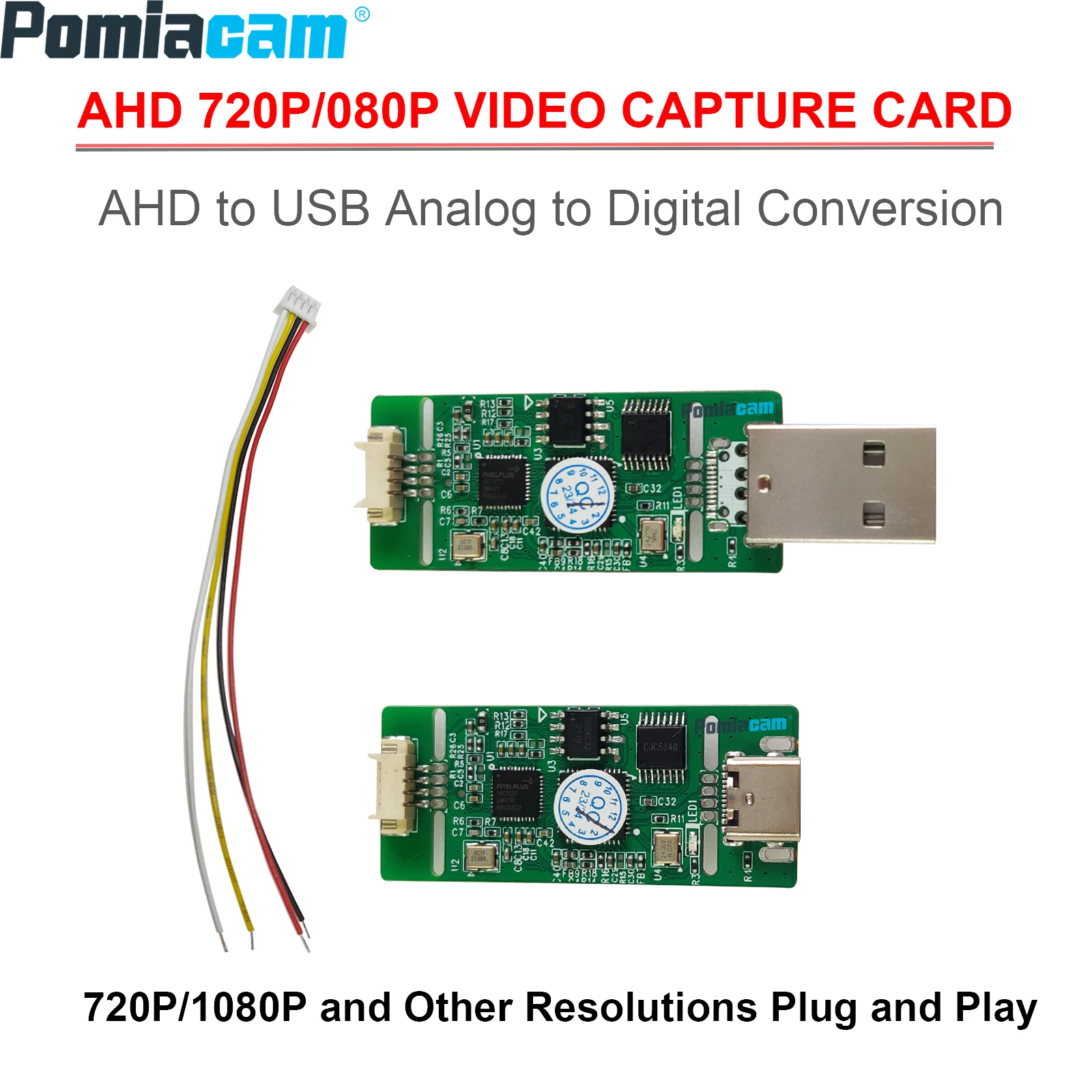 

Аналоговый сигнал AHD-USB для захвата цифрового USB-камеры, модуль AHD-Type-c, AHD 720P/1080P для Android, бесплатное подключение и воспроизведение