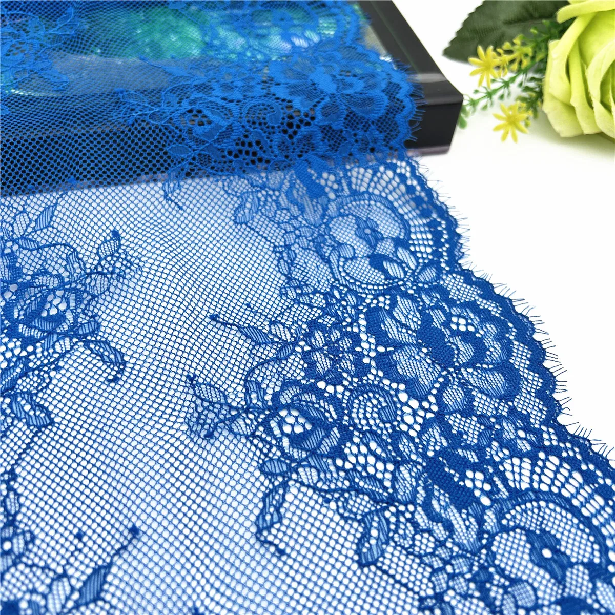 3y/lot Width 22cm Dark Blue Elastic Stretch Lace Trim 2