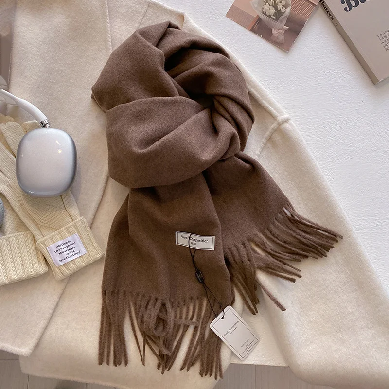 2024 Winter Wolle Schal Für Frauen Lange Warme Kaschmir Schals Hijab Solide Dame Schal Wrap Weibliche Pashmina Bandana Kopf Schals neue – Detail 20