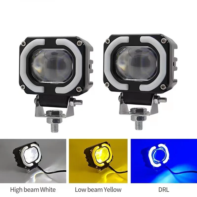 2PCSLEDAuxiliaryMotorcycleAngelEyesHeadlightExplorersDRL