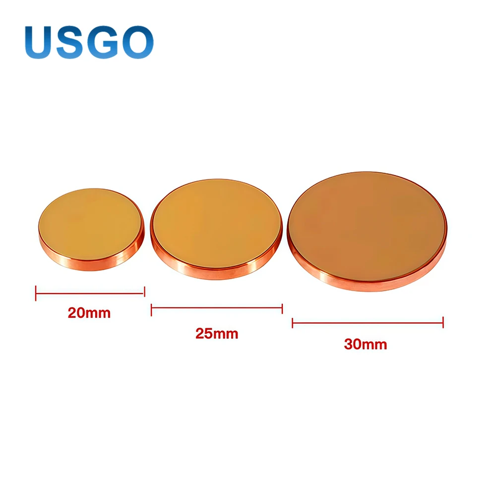 USGO 1/3pcs 구리 반사 거울 직경 20 25 30mm Co2 레이저 절단 및 조각 기계용 Cu 레이저 거울