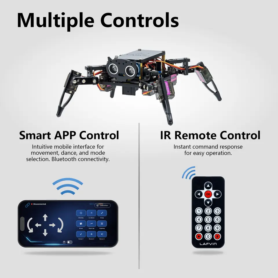 LAFVIN Quadruped Bionic Spider Robot Kit with ESP8266 Controller,4-Legged Programmable Bionic Crawling Robot Kit image 4