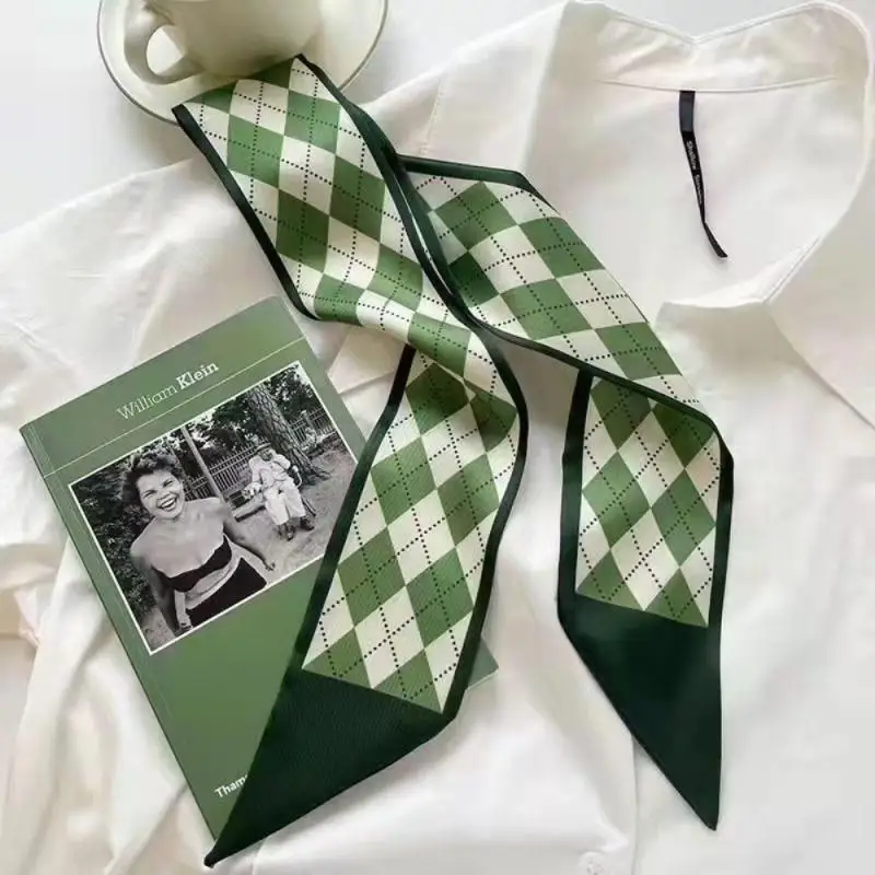 Green Small Scarf Lightweight About 88cm Long Stylish Hair Scarf For Women Women Trendy Accessory Popular Spring/summer Thin 2
