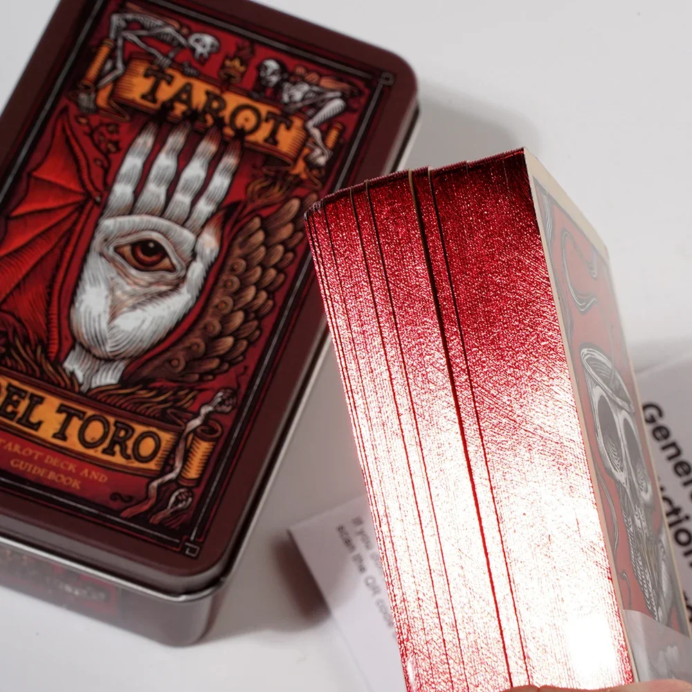 Del Toro Tarot in Tin Metal Box 78 Cards Gilded Edge Guidebook Light Seer's Tarot Deck Stocking Blooming Cat 5