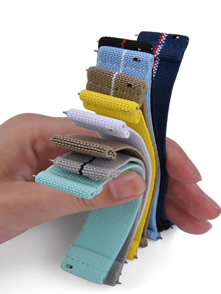 Pale Blue Premium Grade Nylon Hook and Loop Adhesive Watch Band Strap, Length 13cm