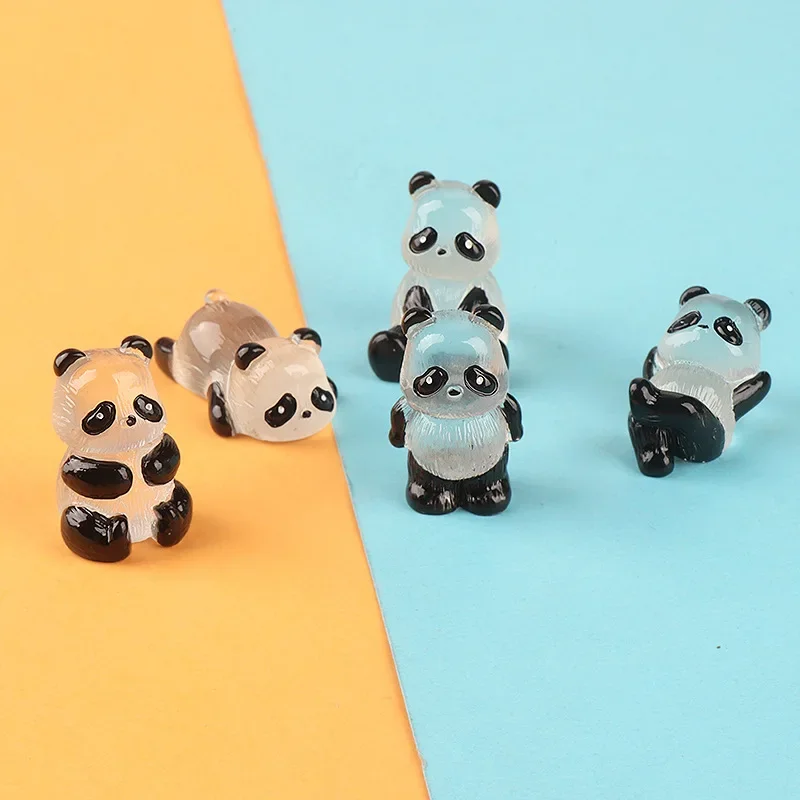 Anime Action Figures Glowing Panda Mini Figurines Miniature Panda Micro Landscape Ornament Glowing In Dark Miniature Flower Potted Decor