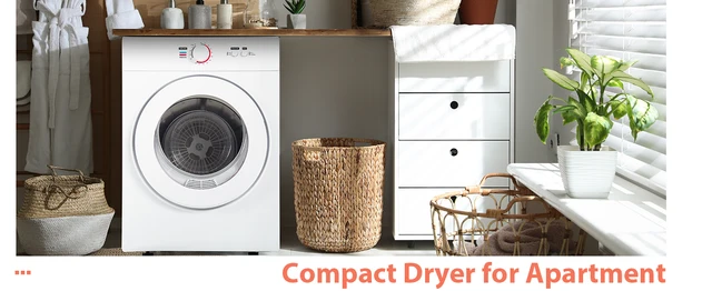 Compact Dryer 1.8 cu. ft. Portable Clothes Dryers with Exhaust Duct with  Stainless Steel Liner Four Function Small Dryer Machine