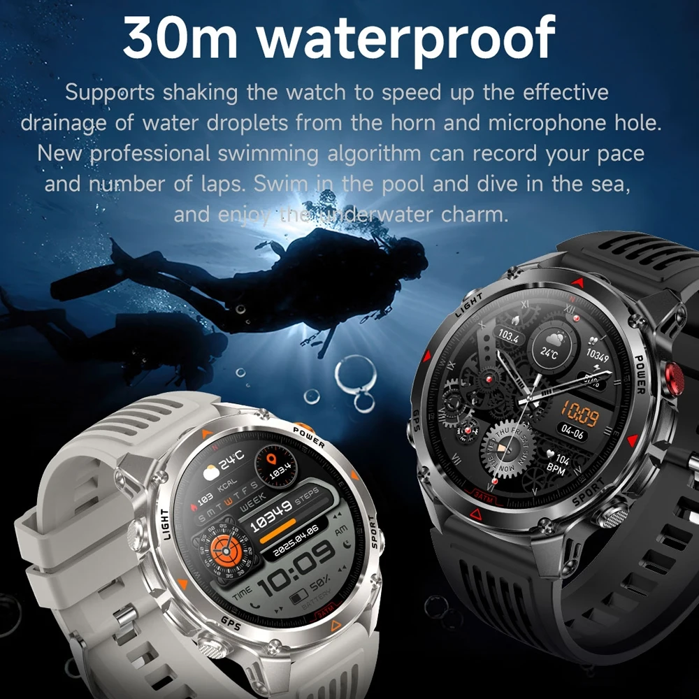 2025 New Professional GPS Sports Smart Watch Outdoor RIDE Run GPS track Swim Watchs Compass Altimeter 3ATM Sports Bracelets Men