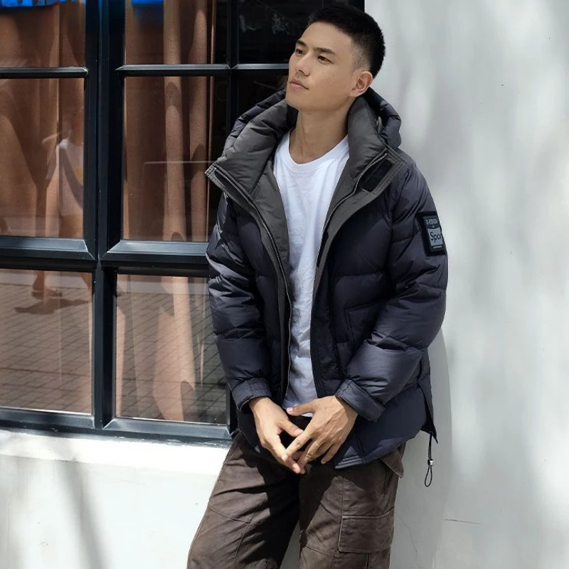 Зимняя мужская пуховая куртка с капюшоном