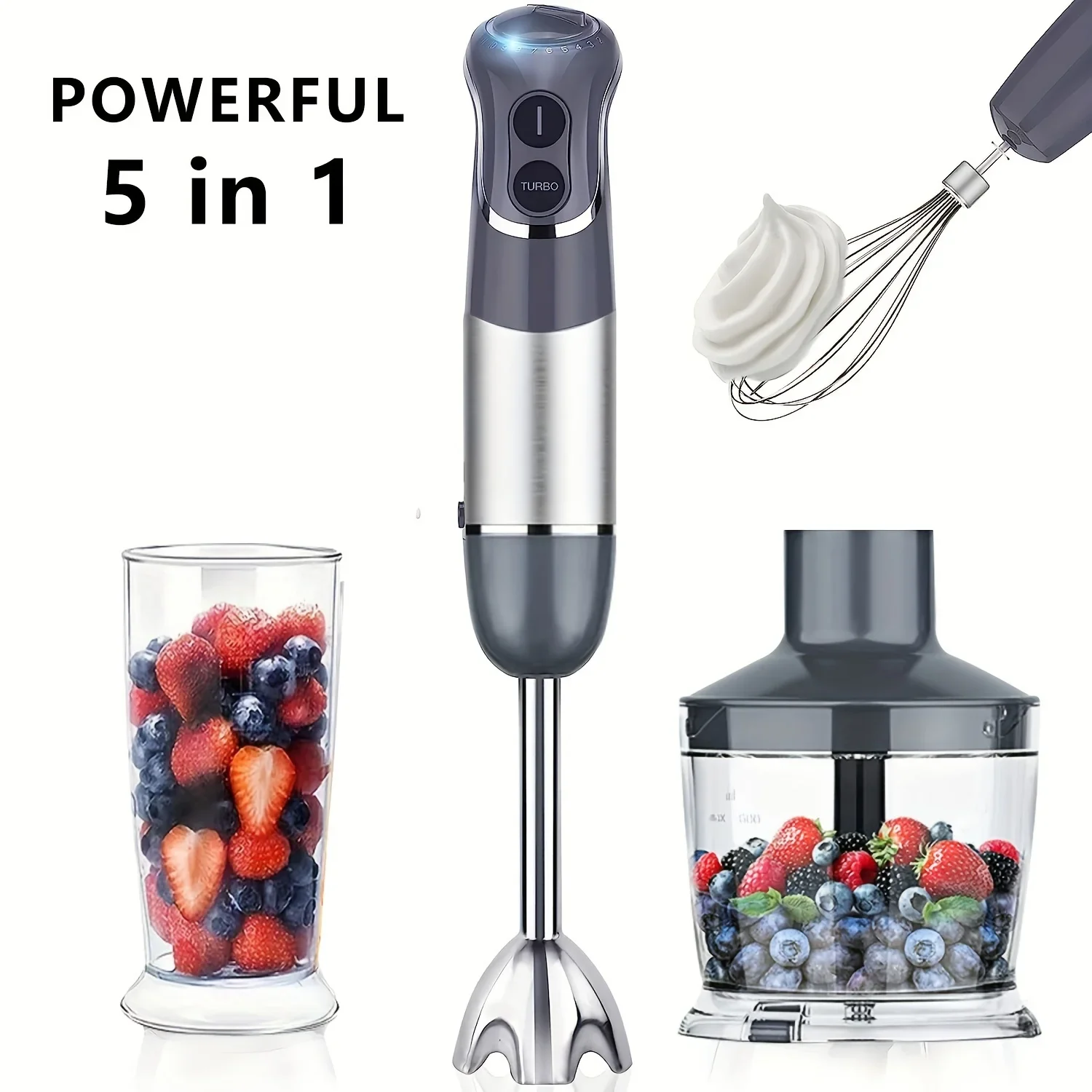 US Plug Intelligent Rod 800W,12 Speed and Turbo Mode,Heavy-Duty Copper Motor Immersion Mixer,Titanium Steel Blade Manual Mixer