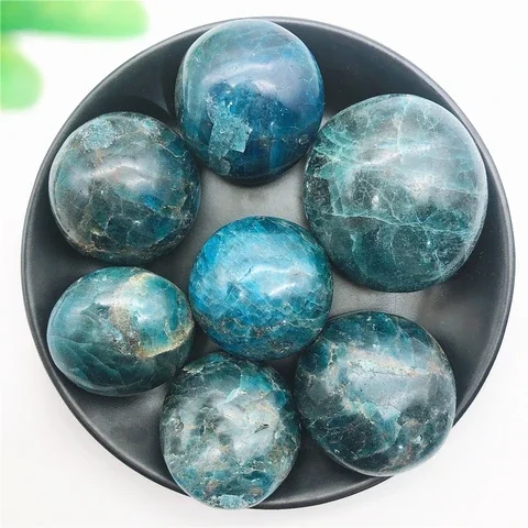 

Beautiful 1PC Natural Blue Apatite Palm Massage Stone Healing Reiki Crystal Madagascar Natural Stones and Minerals