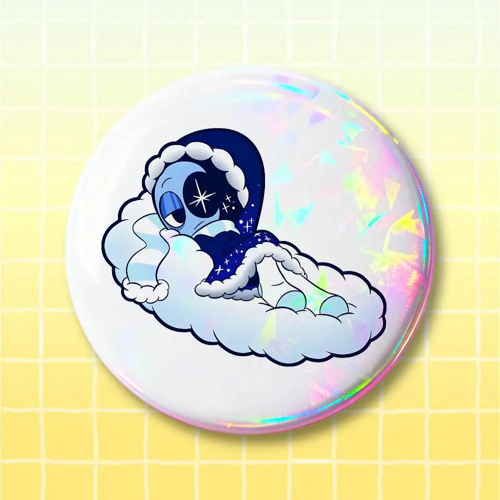 Astro D-Dandys Game-Themed Round Badge Pin Set – Decorative Metal Pins with Laser Film Finish