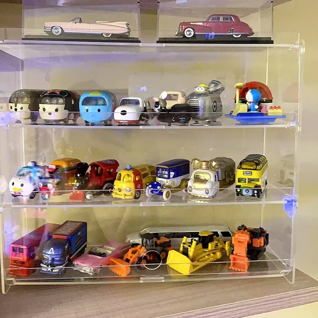24" Rotating Display Case - Hexagon Acrylic Display Cabinet With Locking Doors And Shelves