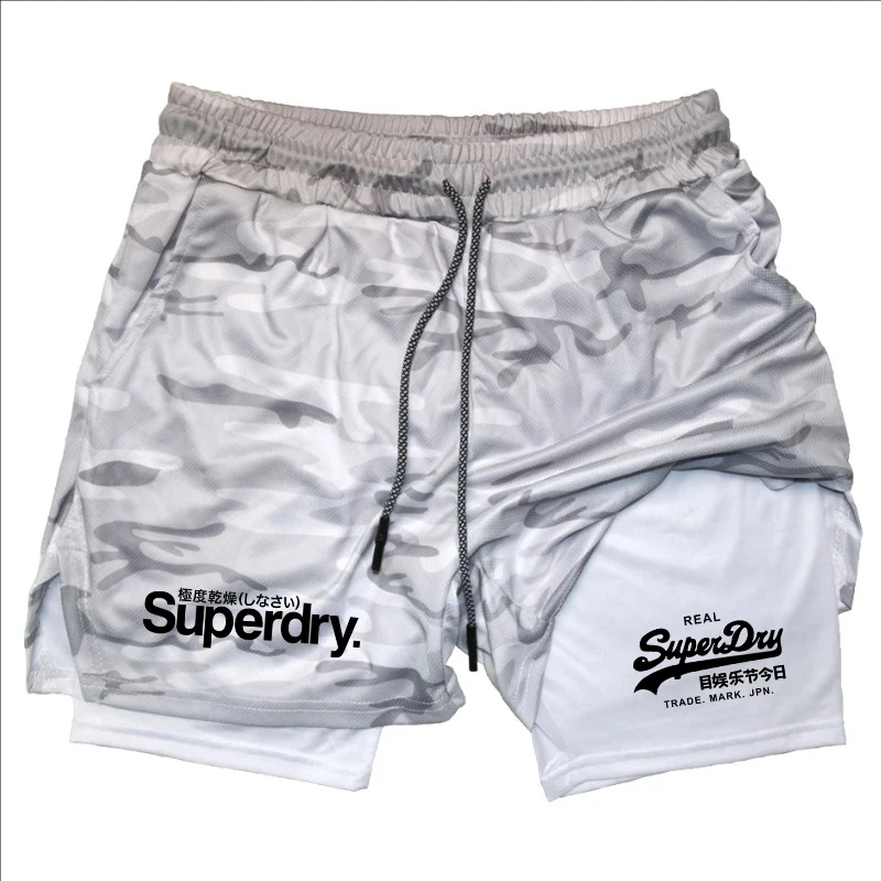 Summer Shorts for Men 2 in 1 Athletic Gym Workout Running Performance Shorts Print with Phone Pocket Quick Dry Breathable shorts 4