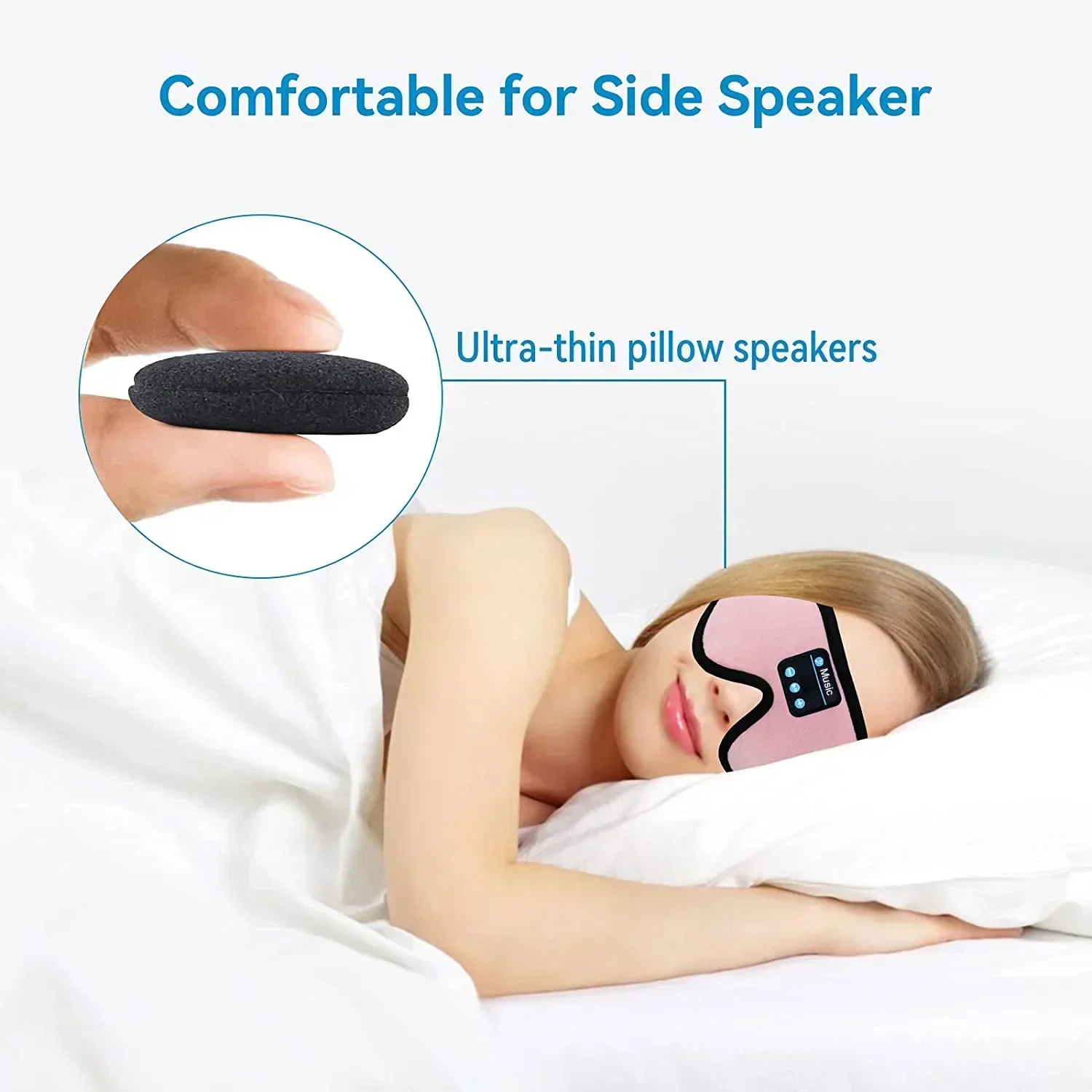 Sleep Mask Bluetooth, Sleep Headphones Music Eye Cover Headsets Travel  Built-in HD Ultra Soft Thin Speakers Microphones For Side Sleeper