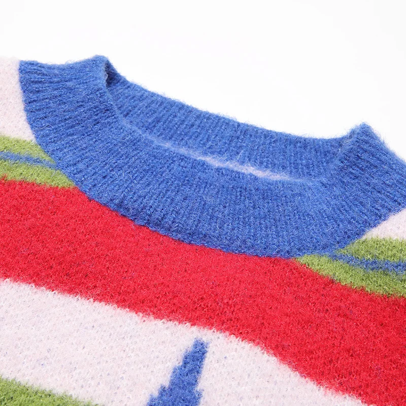 UPRAKF Knitted Vest Star Striped Sweater Sleeveless Autumn Loose All-Match Winter Tops Trendy Pullovers