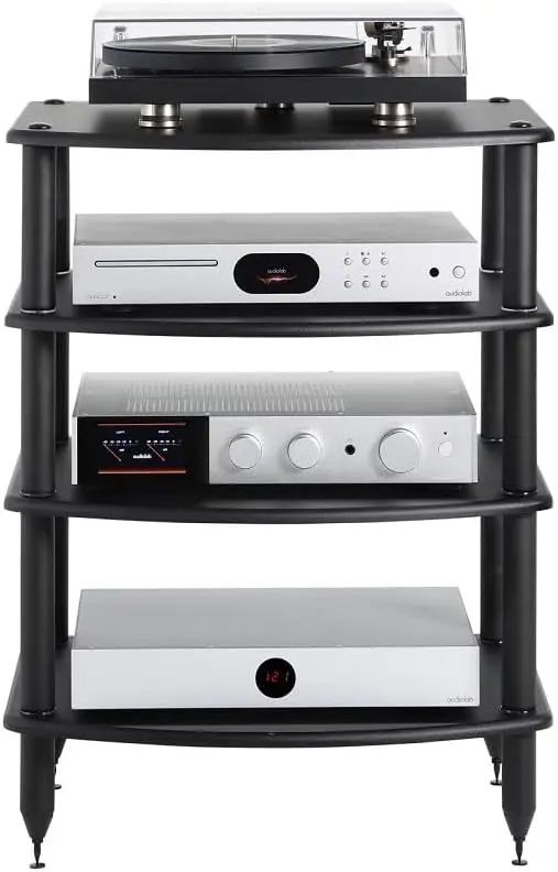 Four Shelf Audio Rack, Media Stand, and Components Cabinet 4 Shelf Black 4