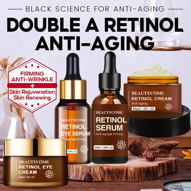 15768-28ebba.jpg BEAUTYCOME – crème pour le visage, sérum pour les yeux au rétinol, ensemble de 4 pièces, raffermissant, Anti-âge, réduit les rides, ridules, soins pour la peau