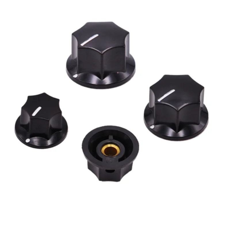 10pc 육각형 베이클라이트 손잡이 MF-B01 B02 B03 전위차계 조정 손잡이 캡 원형 구멍 6mm 스위치 손잡이, HAM 라디오/오디오용