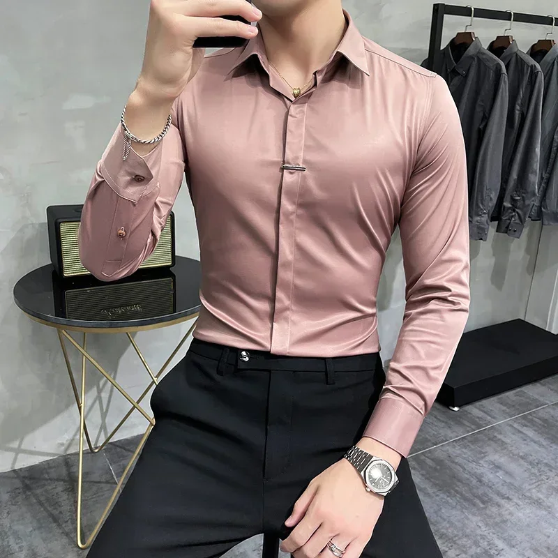 green emerald velvet dress Men's Satin Navy Dress Shirt  Platini Fashion