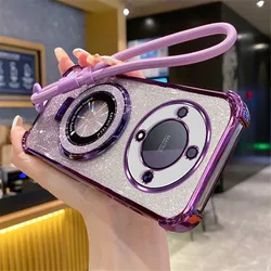 Luxury Glitter Phone Case with Wrist Strap Lanyard and Stand - Shockproof Cover for Redmi 15A 5G (2)