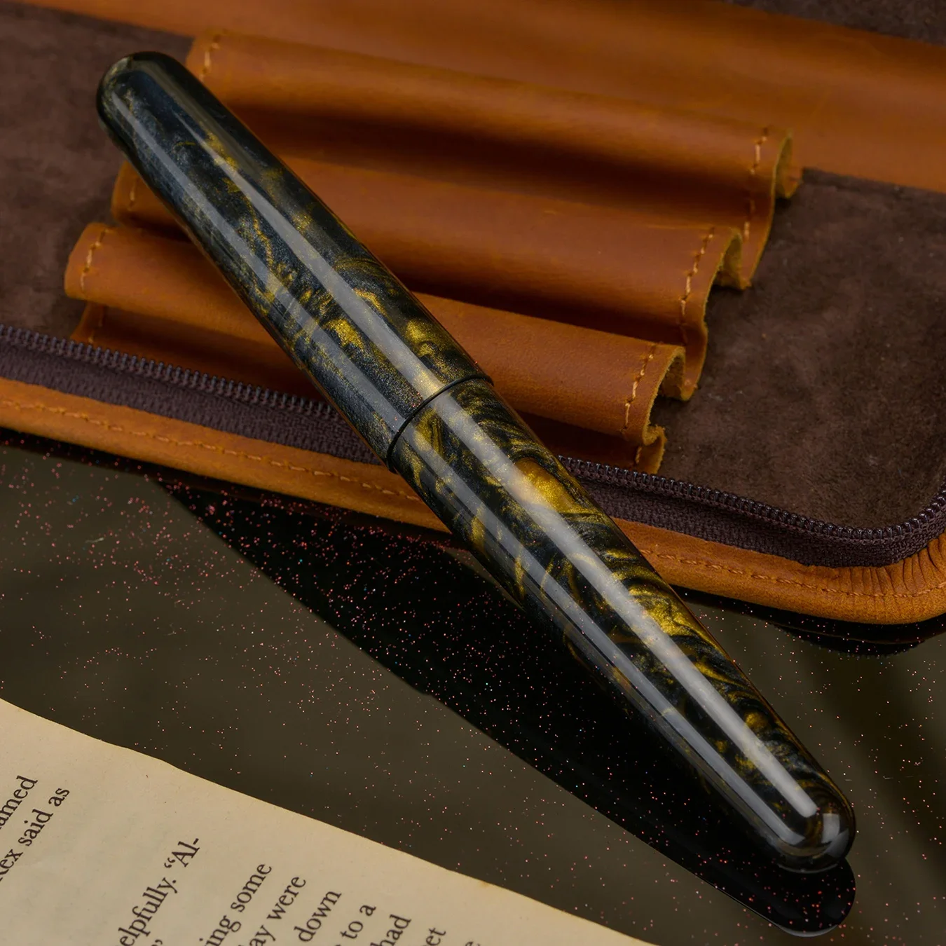 Black-Golden 송진 아크릴 만년필, 아름다운 잉크 펜, 사무실 비즈니스 스쿨용 고급 선물 펜, 빅 사이즈 EF/F/M, 017