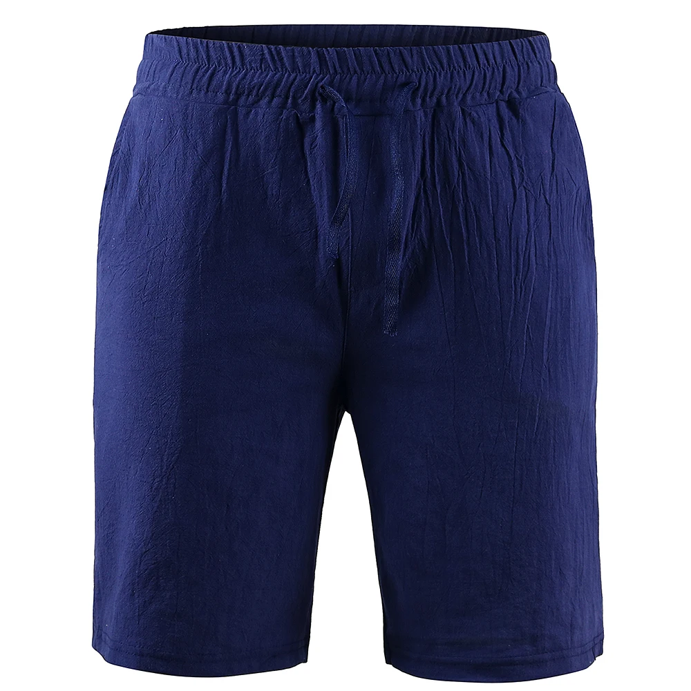 KB New Men's Cotton Linen Shorts Pants Male Summer Breathable Solid Color Linen Trousers Fitness Streetwear S-3XL 5
